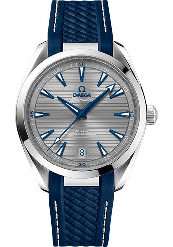 Omega Seamaster Aqua Terra Co Axial Stainless Steel 41 MM - Blue Structured Rubber Strap - Grey Dial - 220.12.41.21.06.001