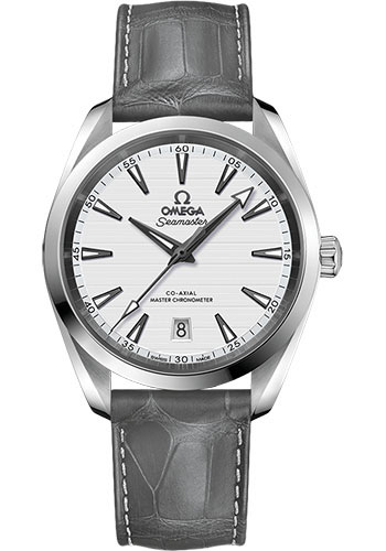 Omega Seamaster Aqua Terra Co Axial Stainless Steel 38 MM - Grey Leather Strap - Silvery Dial - 220.13.38.20.02.001