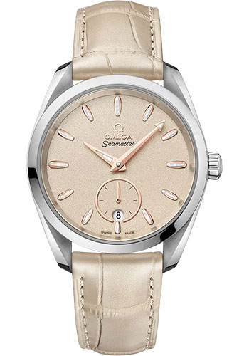 Omega Seamaster Stainless Steel 38 MM - Beige Leather Strap - Crystal Linen Dial - 220.13.38.20.09.001