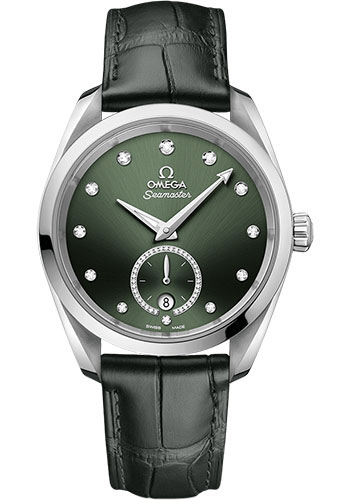 Omega Seamaster Aqua Terra Co Axial Stainless Steel 38 MM - Black Leather Strap - Dark Green Diamond Dial - 220.13.38.20.60.001