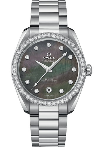 Omega Seamaster Aqua Terra Co Axial Stainless Steel 38 MM - Stainless Steel Bracelet - Diamond Bezel - Tahiti Mother-Of-Pearl Diamond Dial - 220.15.38.20.57.001