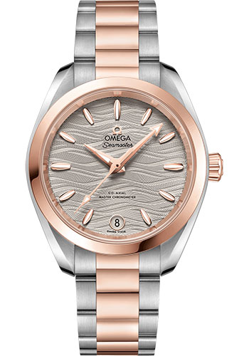 Omega Seamaster Aqua Terra Co Axial Stainless Steel and Rose Gold 34 MM - Stainless Steel and Rose Gold Bracelet -  Waved Grey Dial - 220.20.34.20.06.001