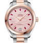 Omega Seamaster Stainless Steel and Rose Gold 34 MM - Stainless Steel and Rose Gold Bracelet - Pale Pink Wave-Embossed Diamond Dial - 220.20.34.20.60.001