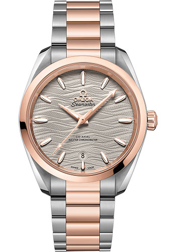 Omega Seamaster Aqua Terra Co Axial Stainless Steel and Rose Gold 38 MM - Stainless Steel and Rose Gold Bracelet - Waved Agate Grey Dial - 220.20.38.20.06.001