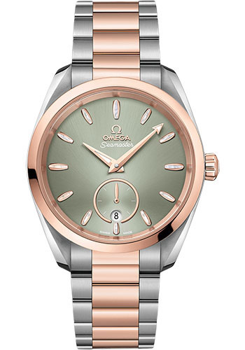 Omega Seamaster Stainless Steel and Rose Gold 38 MM - Rose Gold and Stainless Steel Bracelet - Light Green Dial - 220.20.38.20.10.001