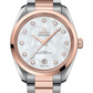 Omega Seamaster Aqua Terra Co Axial Stainless Steel and Rose Gold 38 MM - Stainless Steel and Rose Gold Bracelet - White Mother-Of-Pearl Diamond Dial - 220.20.38.20.55.001