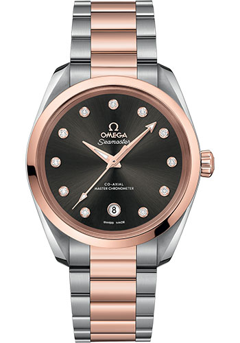 Omega Seamaster Aqua Terra Co Axial Stainless Steel and Rose Gold 38 MM - Stainless Steel and Rose Gold Bracelet - Glossy Grey Diamond Dial - 220.20.38.20.56.001