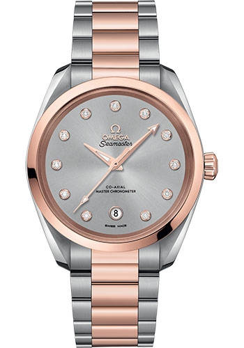 Omega Seamaster Aqua Terra Co Axial Stainless Steel and Rose Gold 38 MM - Stainless Steel and Rose Gold Bracelet - Grey Diamond Dial - 220.20.38.20.56.002