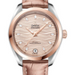 Omega Seamaster Stainless Steel and Rose Gold 34 MM - Beige Leather Strap - Nude Wave-Embossed Diamond Dial - 220.23.34.20.59.001