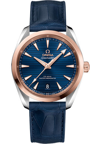 Omega Seamaster Rose Gold 38 MM - Blue Leather Strap - Blue Dial - 220.23.38.20.03.001