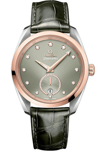 Omega Seamaster Stainless Steel and Rose Gold 38 MM - Dark Green Leather Strap - Light Green Dial - 220.23.38.20.60.001