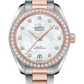 Omega Seamaster Aqua Terra Co Axial Stainless Steel and Rose Gold 34 MM - Stainless Steel and Rose Gold Bracelet - Diamond Bezel - White Mother-Of-Pearl Diamond Dial - 220.25.34.20.55.001