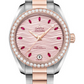 Omega Seamaster Stainless Steel and Rose Gold 34 MM - Stainless Steel and Rose Gold Bracelet - Diamond Bezel - Pale Pink Wave-Embossed Diamond Dial - 220.25.34.20.60.001