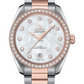 Omega Seamaster Aqua Terra Co Axial Stainless Steel and Rose Gold 38 MM - Stainless Steel and Rose Gold Bracelet - Diamond Bezel - White Mother-Of-Pearl Diamond Dial - 220.25.38.20.55.001