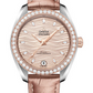 Omega Seamaster Stainless Steel and Rose Gold 34 MM - Beige Leather Strap - Diamond Bezel - Nude Wave-Embossed Diamond Dial - 220.28.34.20.59.001