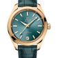 Omega Seamaster Aqua Terra Co Axial Yellow Gold 34 MM - Blue Leather Strap - Lacquered Lagoon Green Dial - 220.53.34.20.10.001