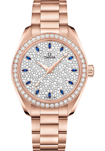 Omega Seamaster Aqua Terra Co Axial Rose Gold 34 MM - Rose Gold Bracelet - Diamond Bezel - Radiant Diamond Dial - 220.55.34.20.99.002