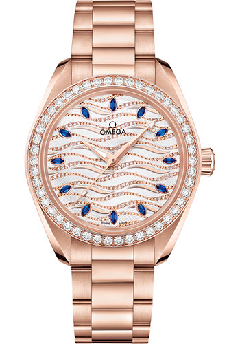 Omega Seamaster Aqua Terra Co Axial Rose Gold 34 MM - Rose Gold Bracelet - Diamond Bezel - Radiant Diamond Dial - 220.55.34.20.99.005