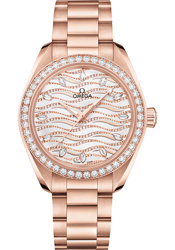 Omega Seamaster Aqua Terra Co Axial Rose Gold 34 MM - Rose Gold Bracelet - Diamond Bezel - Radiant Diamond Dial - 220.55.34.20.99.006