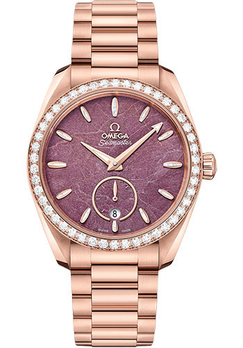 Omega Seamaster Rose Gold 38 MM - Rose Gold Bracelet - Diamond Bezel - Purple Dial - 220.55.38.20.99.001