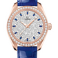 Omega Seamaster Aqua Terra Co Axial Rose Gold 34 MM - Blue Leather Strap - Diamond Bezel - Diamond Dial - 220.58.34.20.99.002