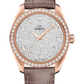 Omega Seamaster Rose Gold 38 MM - Taupe Brown Leather Strap - Diamond Bezel - Diamond Dial - 220.58.38.20.99.003