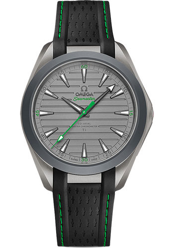 Omega Seamaster Titanium 41 MM - Black and Green Rubber Strap - Titanium Dial - 220.92.41.21.06.003