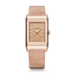 JLC - Reverso Tribute Monoface Small Seconds - 45.6 MM x 27.4 MM - Pink Gold - Golden Grained Dial - Milanese Gold Mesh Bracelet - Q713216J