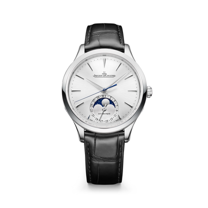 JLC - Master Ultra Thin Moon - 36 MM - Stainless Steel - Silvered-Gray Dial - Black Leather Strap - Q1248421
