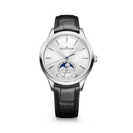JLC - Master Ultra Thin Moon - 36 MM - Stainless Steel - Silvered-Gray Dial - Black Leather Strap - Q1248421