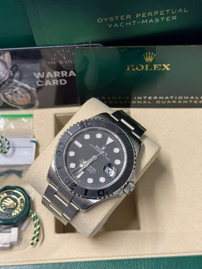 Rolex Titanium Yacht-Master Watch - 42 MM - Oyster Bracelet - Bidirectional Rotatable Bezel - Black Dial - 226627-0001