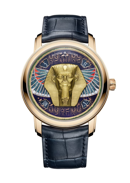 Vacheron Constantin Métiers D' Art Pink Gold 42 MM - Black Leather Strap - Tribute To Great Civilizations  Artistic Dial - 7620A/000R-B927