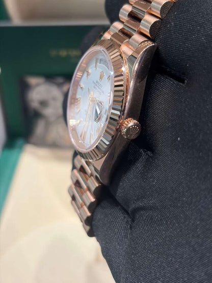 Rolex Presidential Everose Gold Day-Date 40MM - President Bracelet Watch - White Roman Dial - 228235-0032