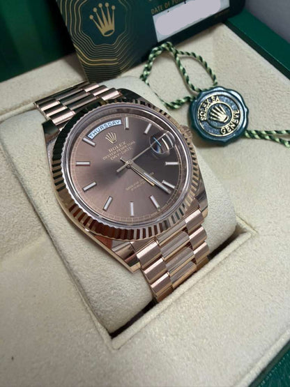 Rolex Presidential Everose Gold Day-Date 40MM - President Bracelet Watch - Chocolate Index Dial - 228235-0053