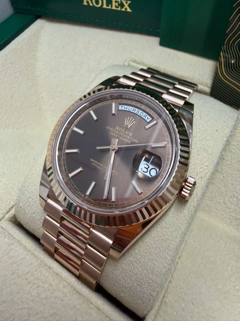 Rolex Presidential Everose Gold Day-Date 40MM - President Bracelet Watch - Chocolate Index Dial - 228235-0053