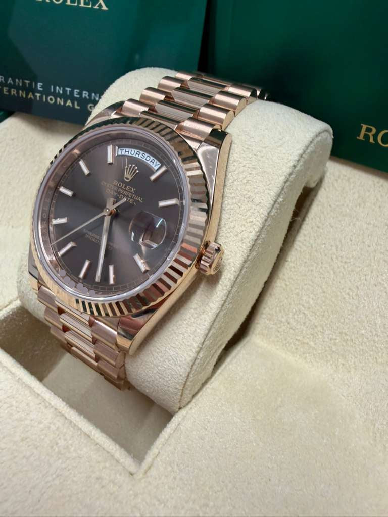 Rolex Presidential Everose Gold Day-Date 40MM - President Bracelet Watch - Chocolate Index Dial - 228235-0053