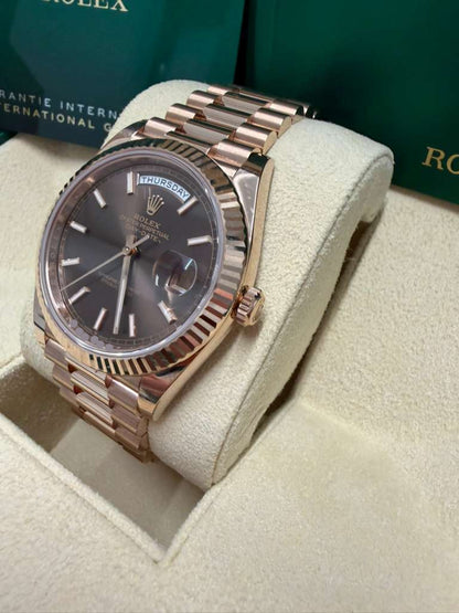 Rolex Presidential Everose Gold Day-Date 40MM - President Bracelet Watch - Chocolate Index Dial - 228235-0053
