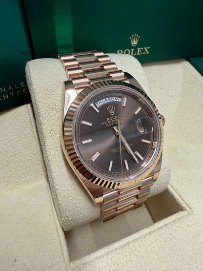 Rolex Presidential Everose Gold Day-Date 40MM - President Bracelet Watch - Chocolate Index Dial - 228235-0053
