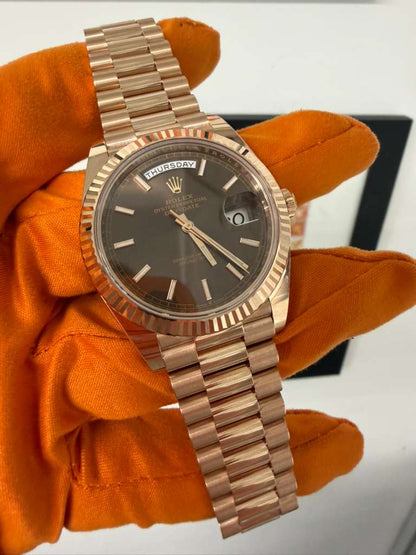 Rolex Presidential Everose Gold Day-Date 40MM - President Bracelet Watch - Chocolate Index Dial - 228235-0053