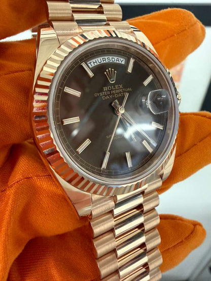 Rolex Presidential Everose Gold Day-Date 40MM - President Bracelet Watch - Chocolate Index Dial - 228235-0053
