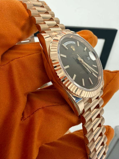 Rolex Presidential Everose Gold Day-Date 40MM - President Bracelet Watch - Chocolate Index Dial - 228235-0053