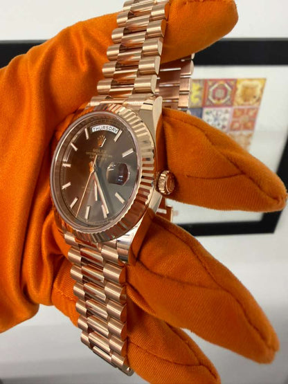 Rolex Presidential Everose Gold Day-Date 40MM - President Bracelet Watch - Chocolate Index Dial - 228235-0053