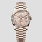 Rolex Jubilee Gold Day-Date Watch - Off-Catalog - 40 MM - President bracelet - Fluted Bezel - Gold Leaf Motif Dial - 228235JG-0002
