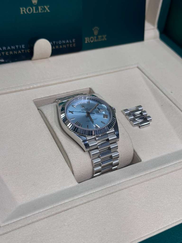 Rolex Presidential Platinum Day-Date 40MM - President Bracelet Watch - Ice Blue Roman Dial - 228236 ibrp