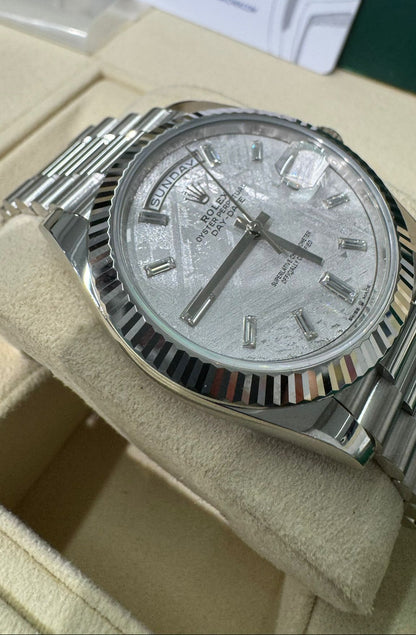 Rolex Presidential Platinum Day-Date 40MM - President Bracelet Watch - Meteorite Baguette Dial - 228236-0011