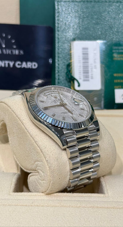 Rolex Presidential Platinum Day-Date 40MM - President Bracelet Watch - Meteorite Baguette Dial - 228236-0011
