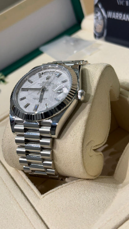 Rolex Presidential Platinum Day-Date 40MM - President Bracelet Watch - Meteorite Baguette Dial - 228236-0011