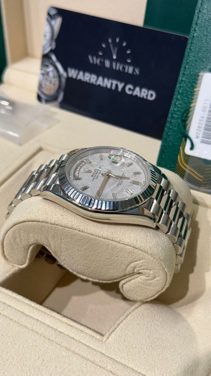 Rolex Presidential Platinum Day-Date 40MM - President Bracelet Watch - Meteorite Baguette Dial - 228236-0011