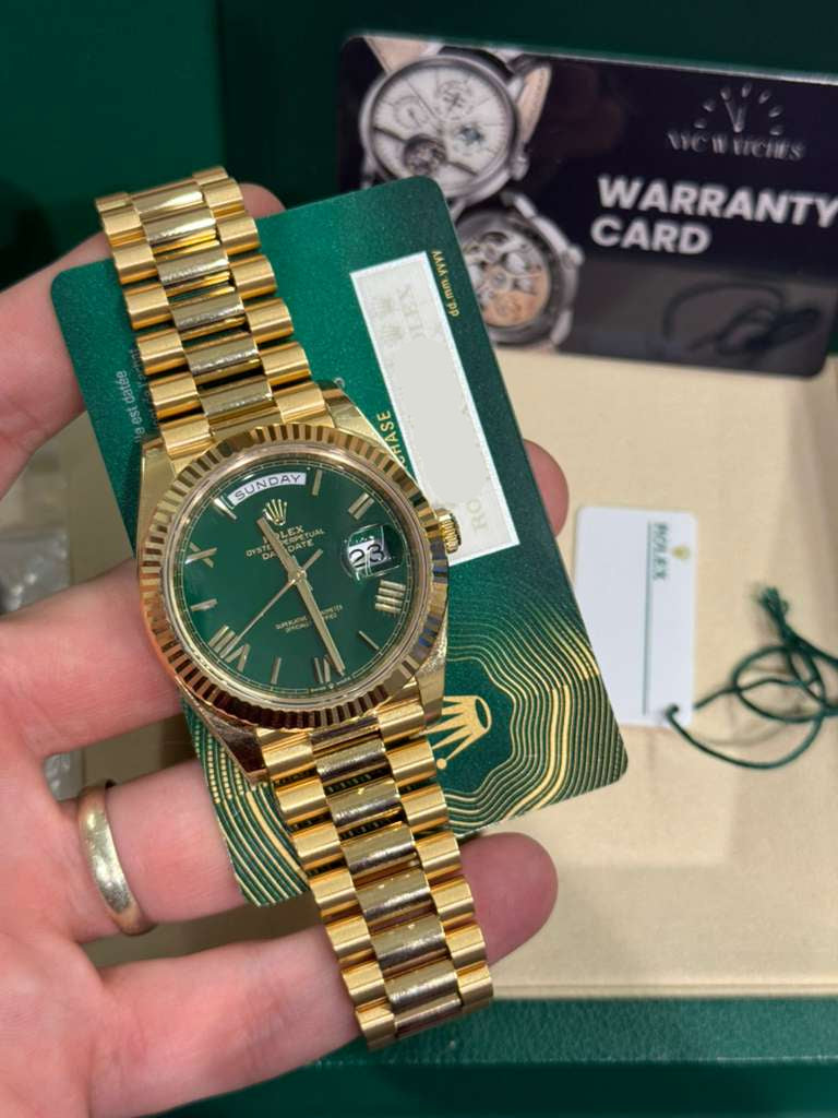Rolex Presidential Yellow Gold Day-Date 40MM - President Bracelet Watch - Green Roman Dial - 228238-0061