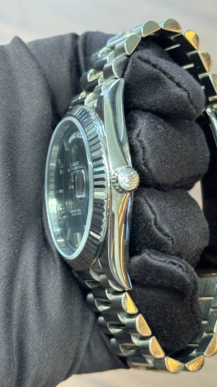 Rolex Presidential White Gold Day-Date 40MM - President Bracelet Watch - Olive Green Bevelled Roman Dial - 228239-0033